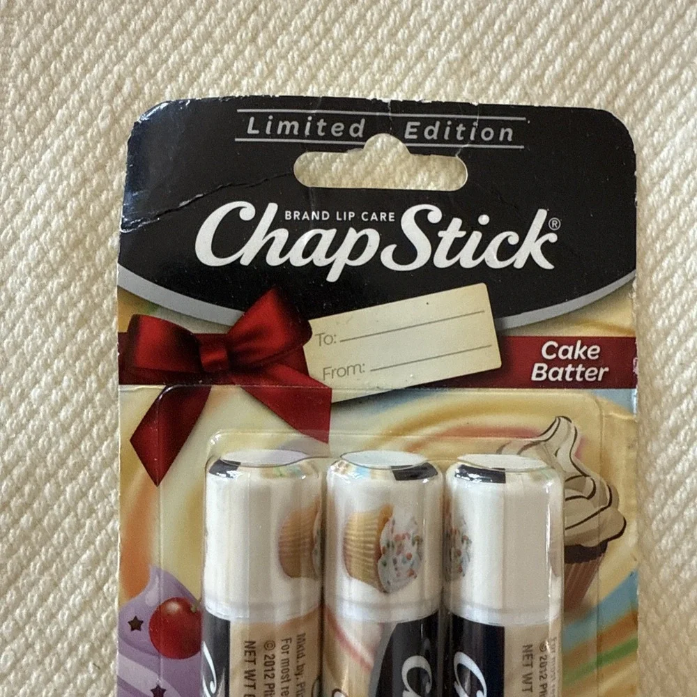 3 CHAPSTICKS LIMITED EDITION CAKE BATTER RARE!! 2012‎ 0.15 oz  (4609)
